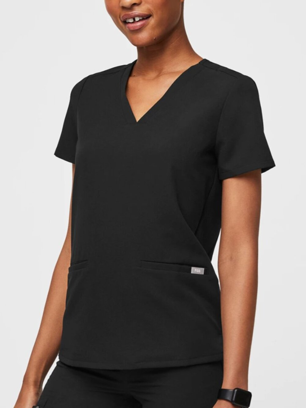 Casma Three-Pocket Scrub Top Black XS